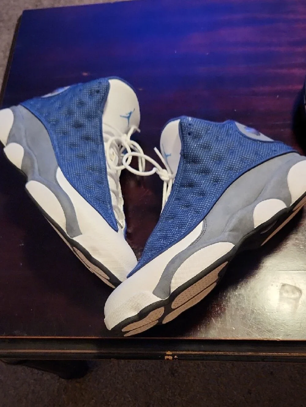 Jordan 13 "Flint" 2020 Blue and White Retro Basketball Sneakers - Picture 5 of 9
